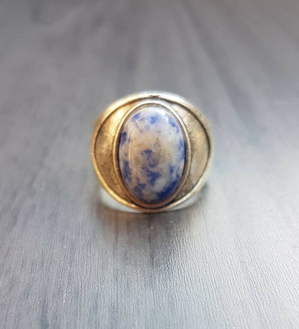 Ring antiek zilverkleur met sodaliet