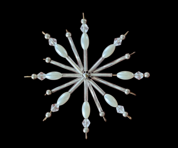 Kerstster 2 d zilver parel en facet