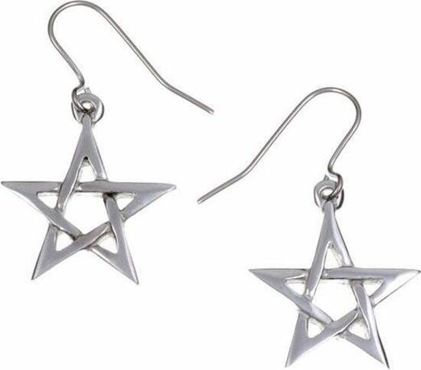 Zilveren pentagram oorbellen