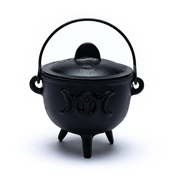 Cauldron (heksenketel) zon en maan -- 1080 g; 12x9.5 cm