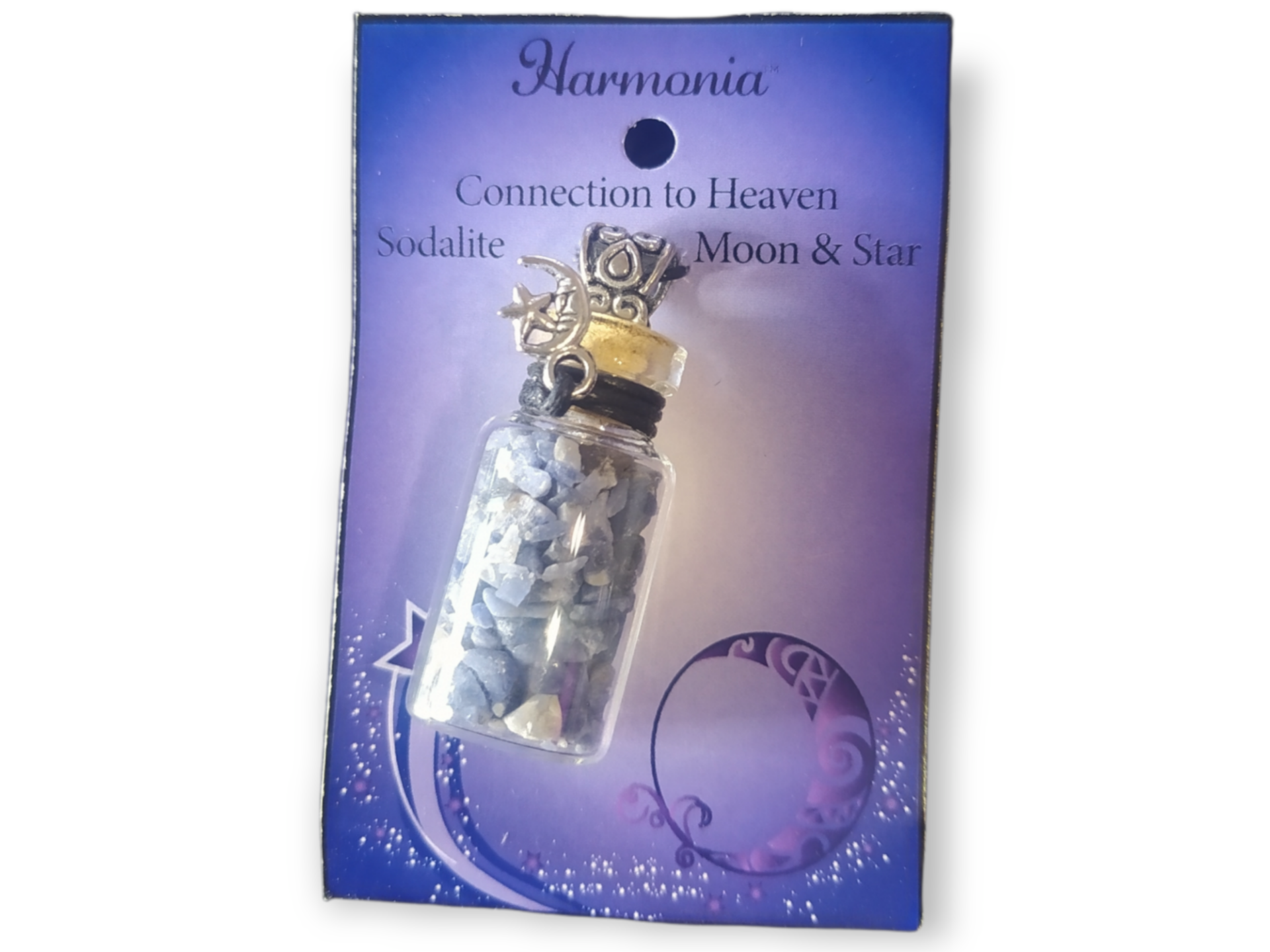 Geschenkflesje sodaliet aan waxkoord Connection to heaven