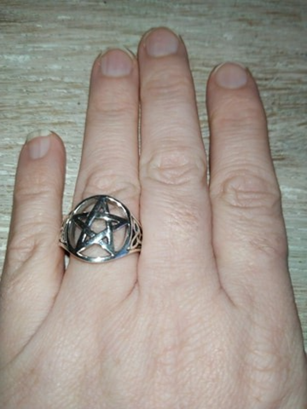 Zilveren ring Pentagram