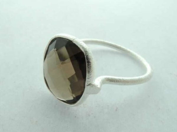 Ring ag925 rookkwarts bruin