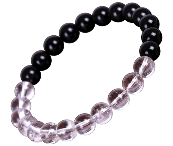 Black & White Armband – Bergkristal & Zwarte Onyx – One Size