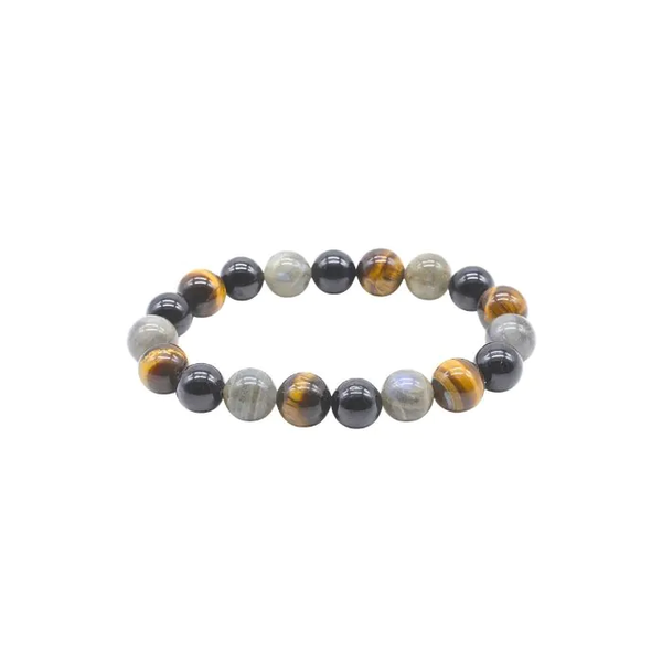 Labradoriet, Zwarte Toermalijn & Tijgeroog Armband (10mm) | Krachtige Bescherming