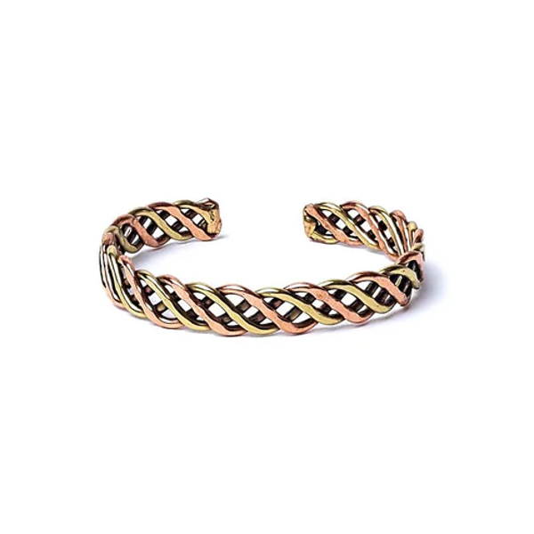 Gevlochten armband brons- en goudkleur - 6,5 cm | Atelier Mystique