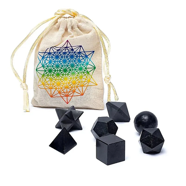 Heilige Geometrie set Zwarte Toermalijn – 7-delig – Bescherming & Harmonie