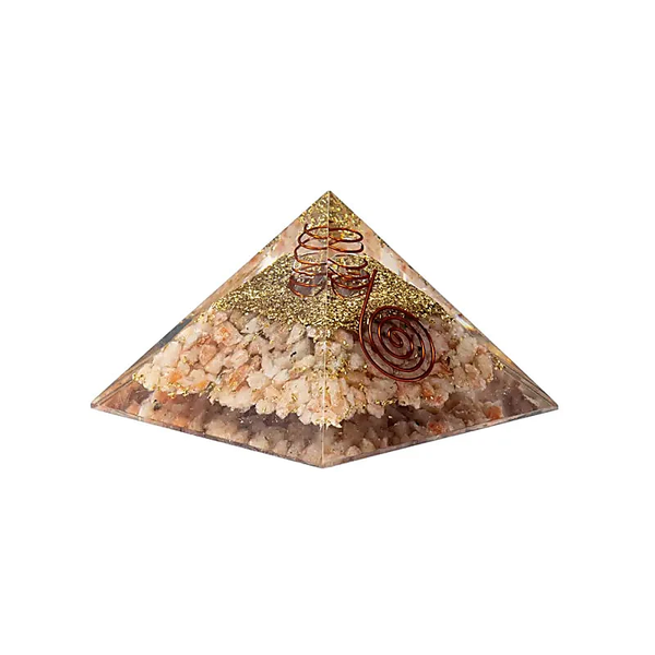 Orgonite Piramide Zonnesteen met Zon-symbool – 7,5 cm – Vitaliteit & Licht