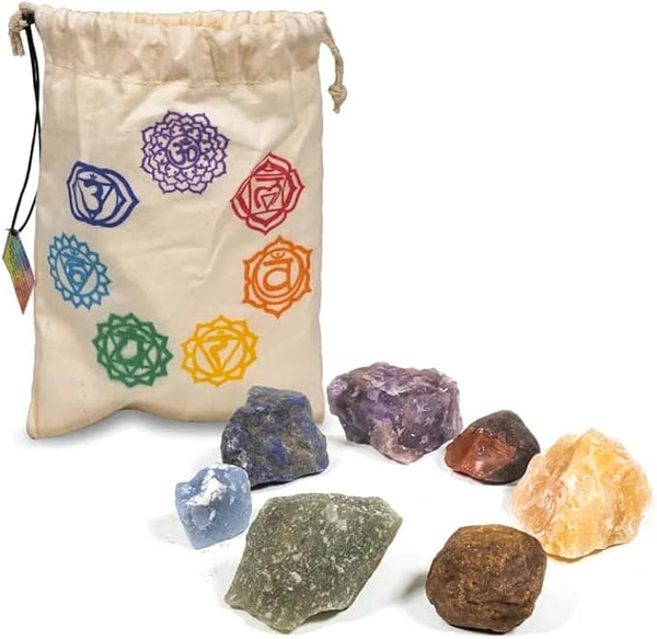 Chakra set ruwe edelstenen met zakje
