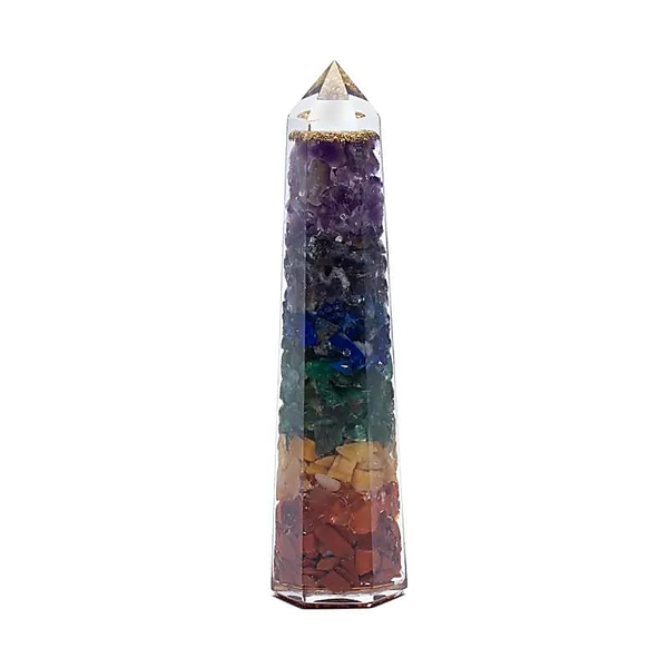 Orgoniet 7 Chakra Obelisk – Lichtzuil voor Energie, Balans & Feng Shui