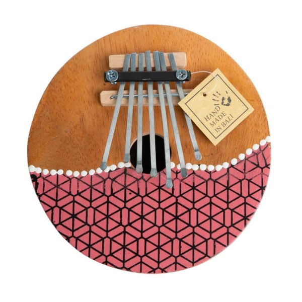 Karimba of Duimpiano van Kokosnoot – Roze Hexagons (ca. 14 x 8 cm)