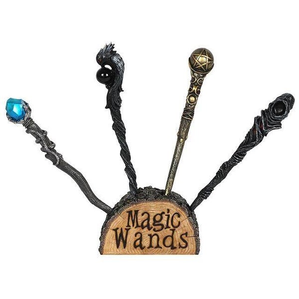 Magic wiccan Wand set/4 met display