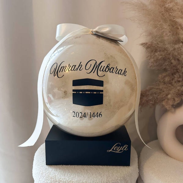(Medium) Umrah/ hajj Mubarak balloon + magneetdoos (zwart/goud)
