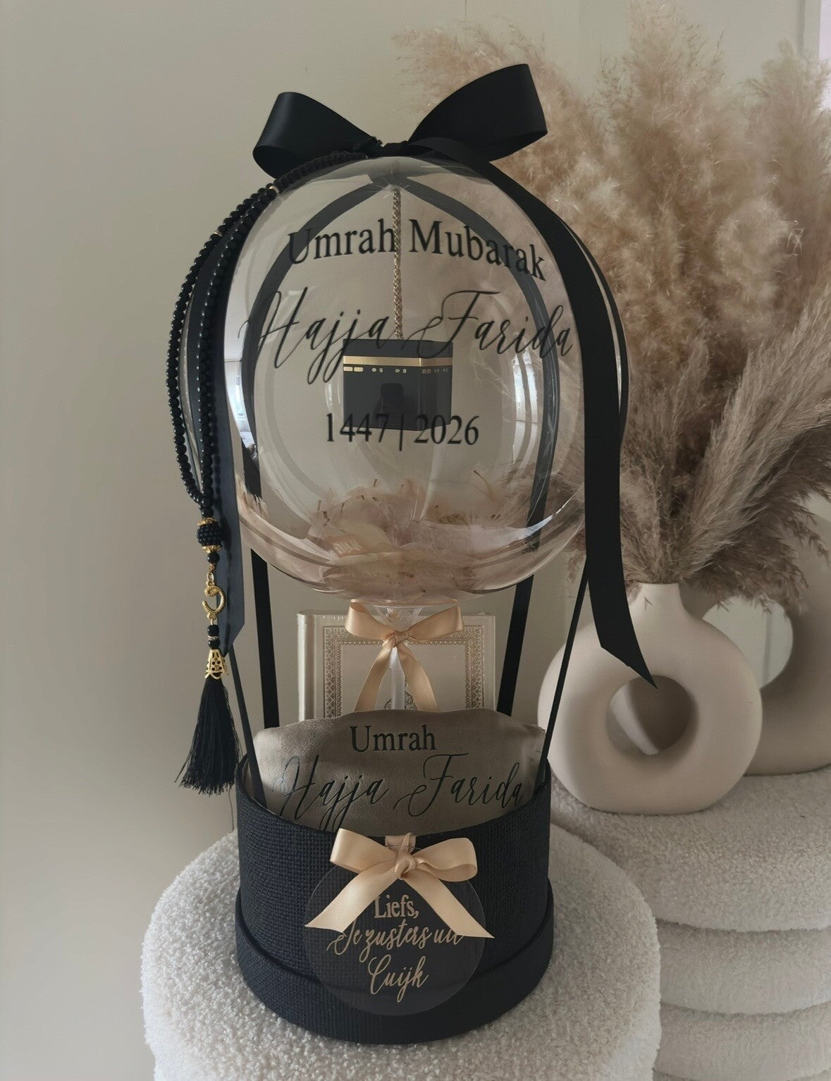Hotair umrah balloon + gepersonaliseerde gebedsmat + Quran + Tasbih,