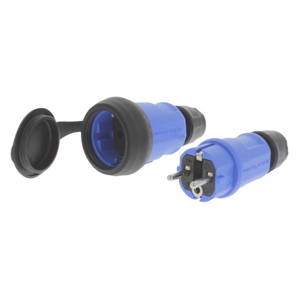 stekkerset stekker en contrastekker - PVC blauw