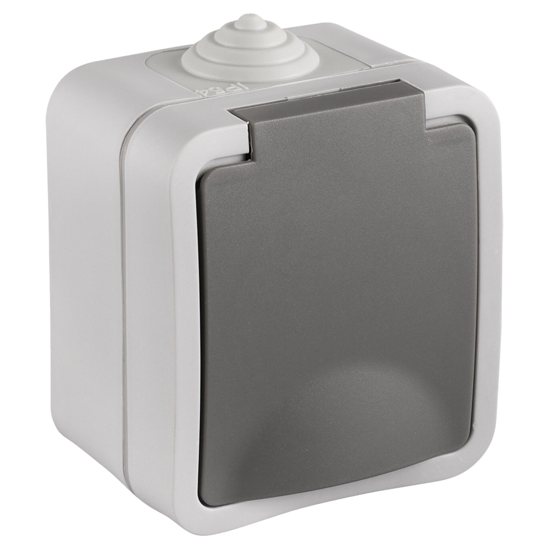Q-Link contactdoos opbouw - 1-voudig - met randaarde - spatwaterdicht IP54 grijs