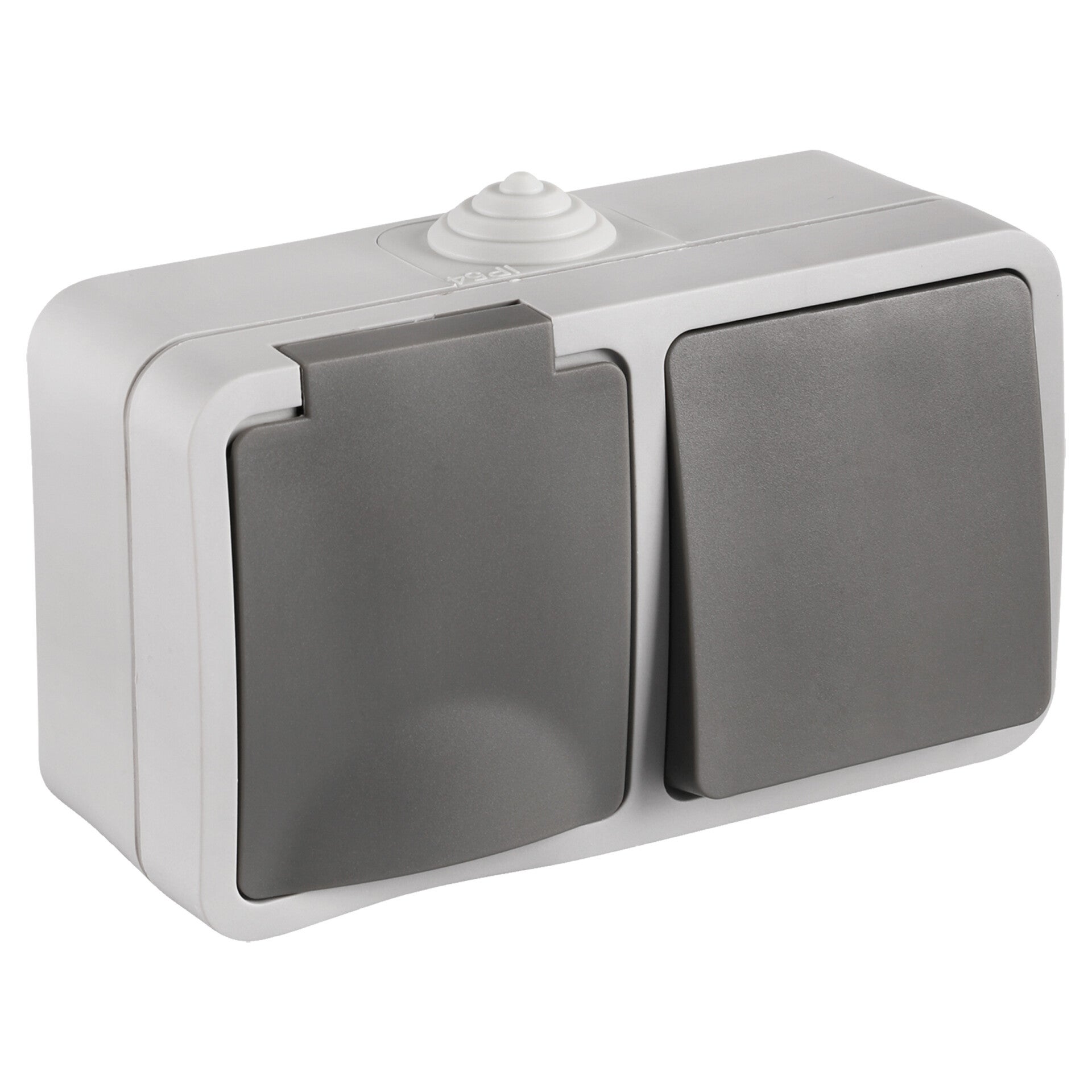 Q-Link combinatie opbouw - wissel - met randaarde - spatwaterdicht IP54 grijs