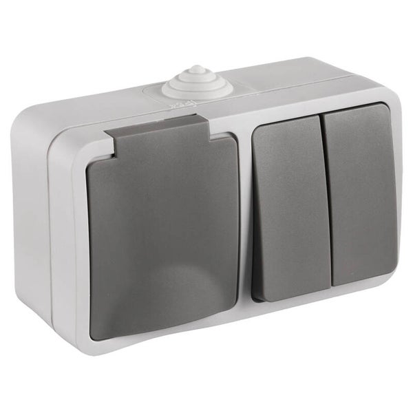 Q-Link combinatie opbouw - serie - met randaarde - spatwaterdicht IP54 grijs