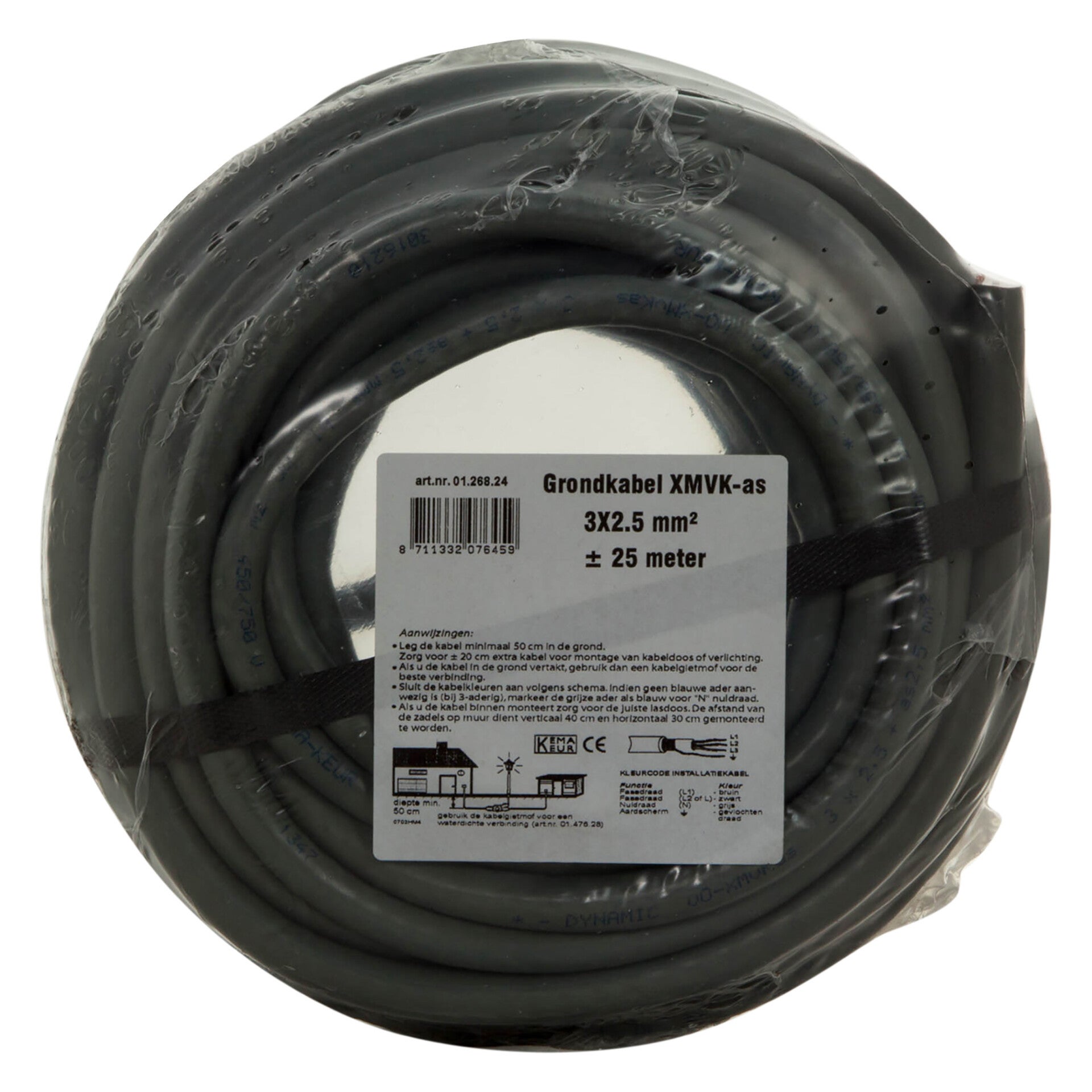 grondkabel XMVK-AS grijs 3 x 2.5 mm², 25m