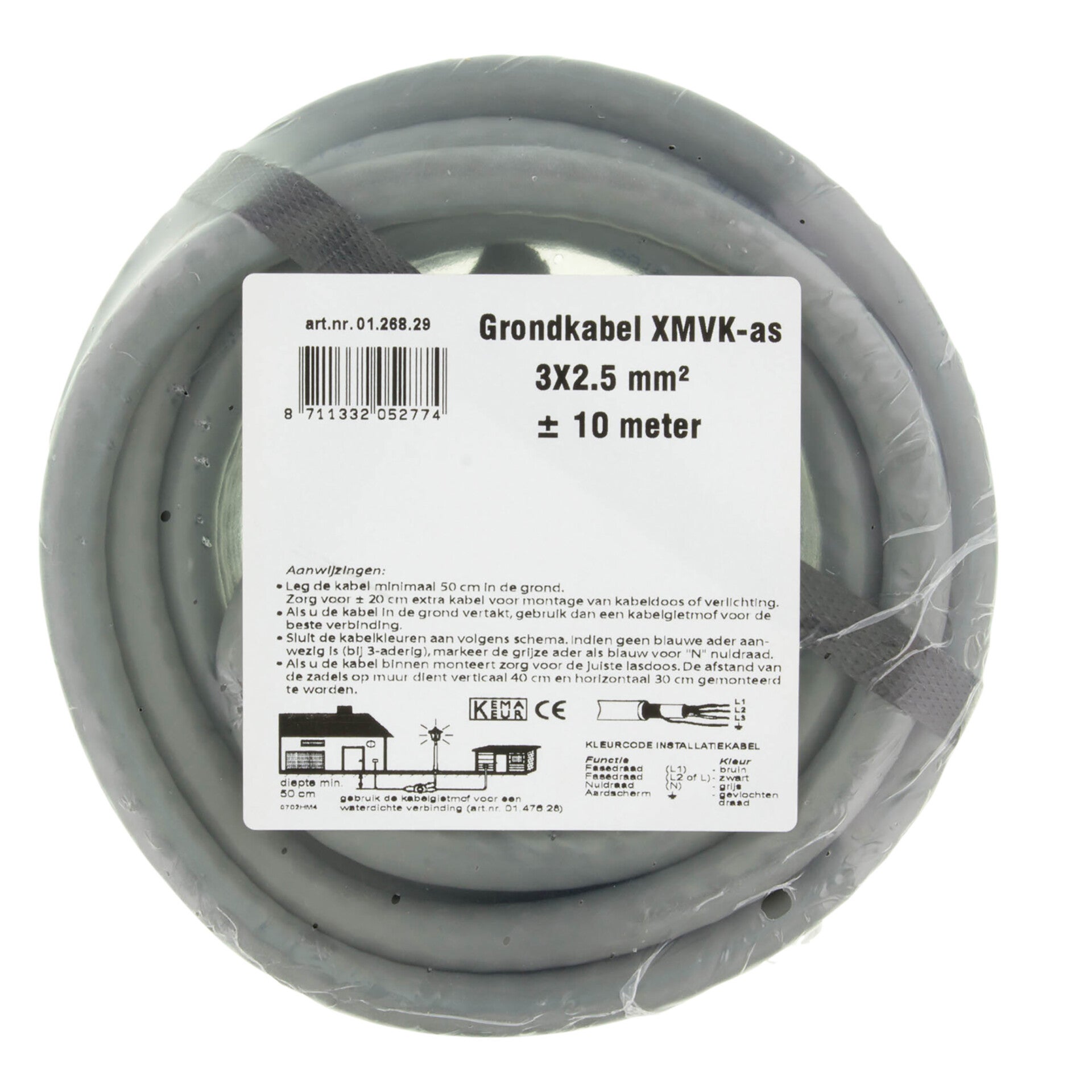grondkabel XMVK-AS grijs 3 x 2.5 mm², 10 m