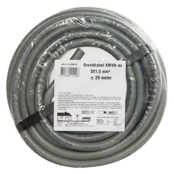 grondkabel XMVK-AS grijs 3 x 1.5 mm², 20 m