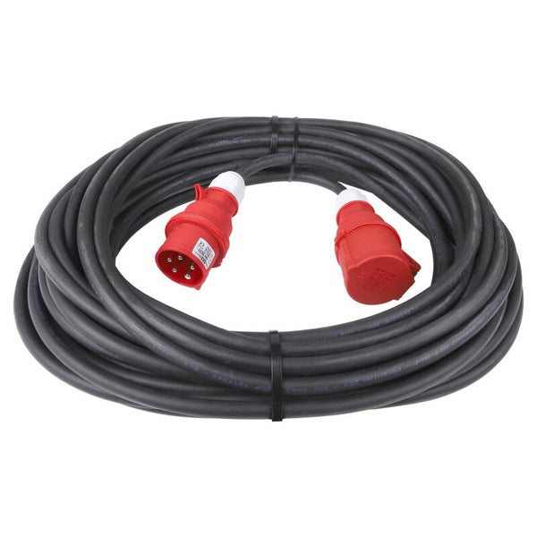 verlengkabel H07RNF - IP44 - 16A zwart 5 x 2.5 mm², 25 m