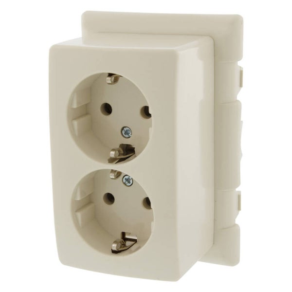 Attema montagedeksel voor universele lasdoos - inclusief wandcontactdoos - 2-voudig - randaarde crème