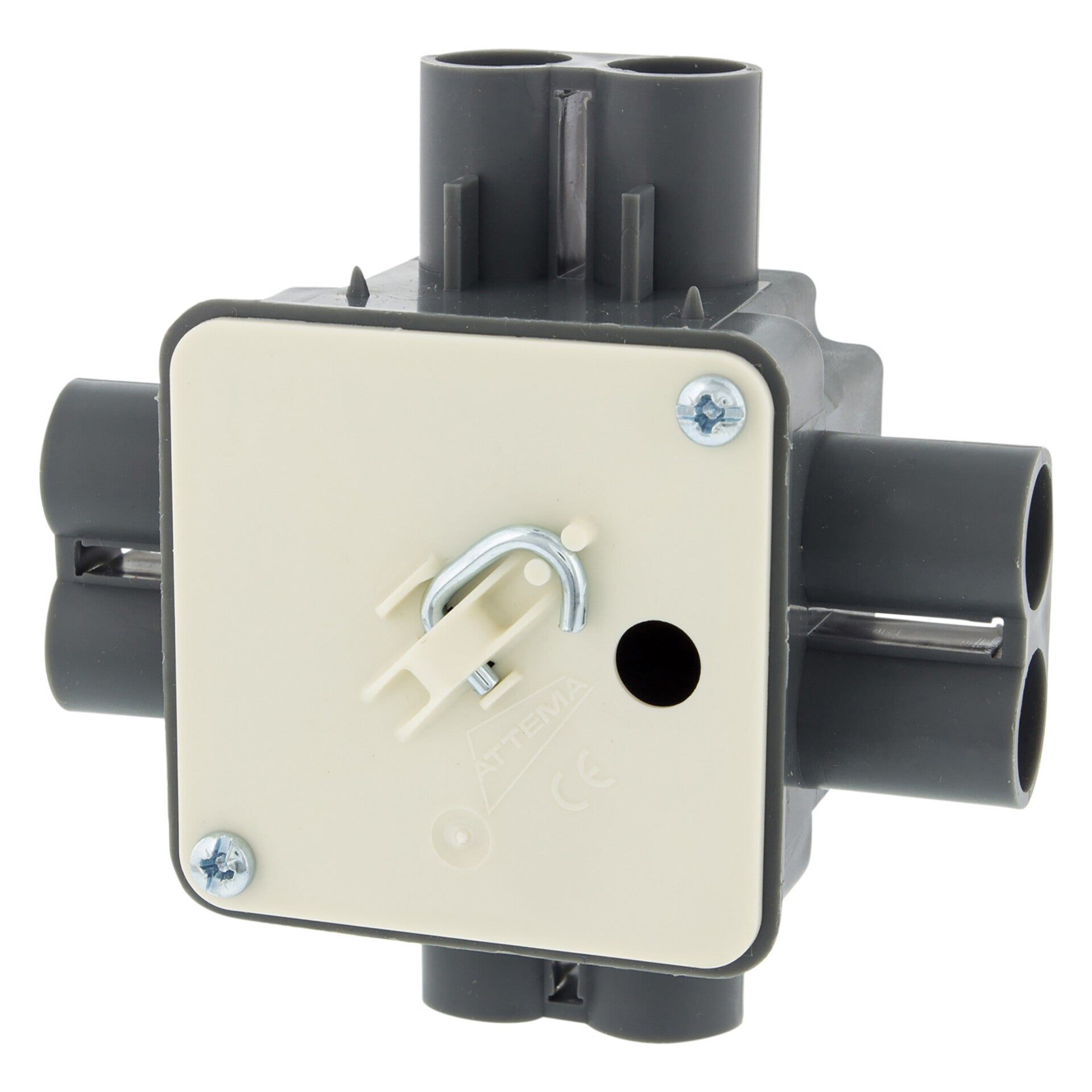 Attema centraaldoos met deksel ongelijk - met deksel grijs Ø5/8