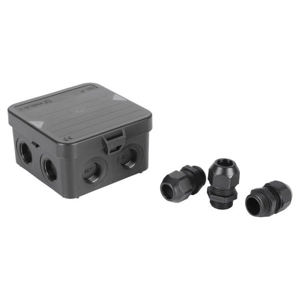 Attema kabeldoos AK1 - 8-voudig - met 3 wartels M20 - IP65 zwart