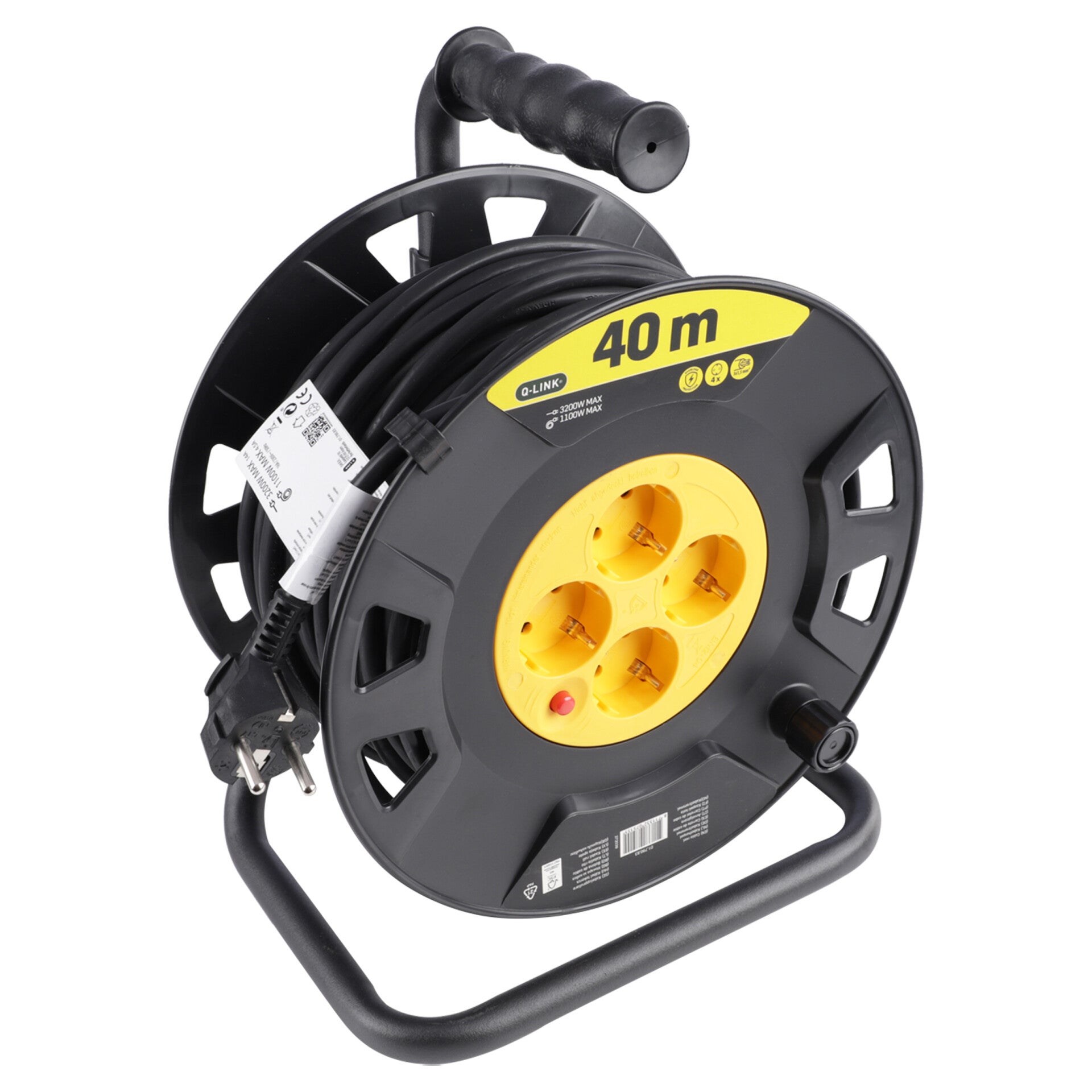 Q-Link kabelhaspel klus - randaarde - H05VVF zwart/geel 3 x 1.5 mm², 40 m