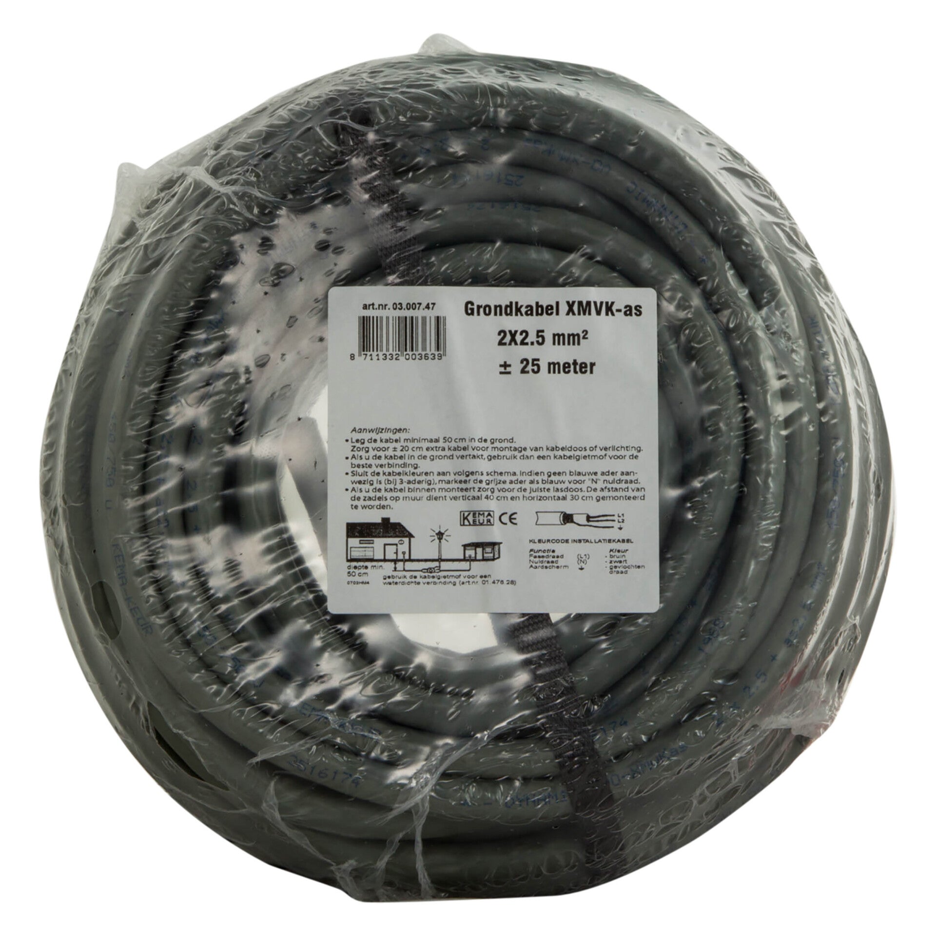 grondkabel XMVK-AS grijs 2 x 2.5 mm², 25 m