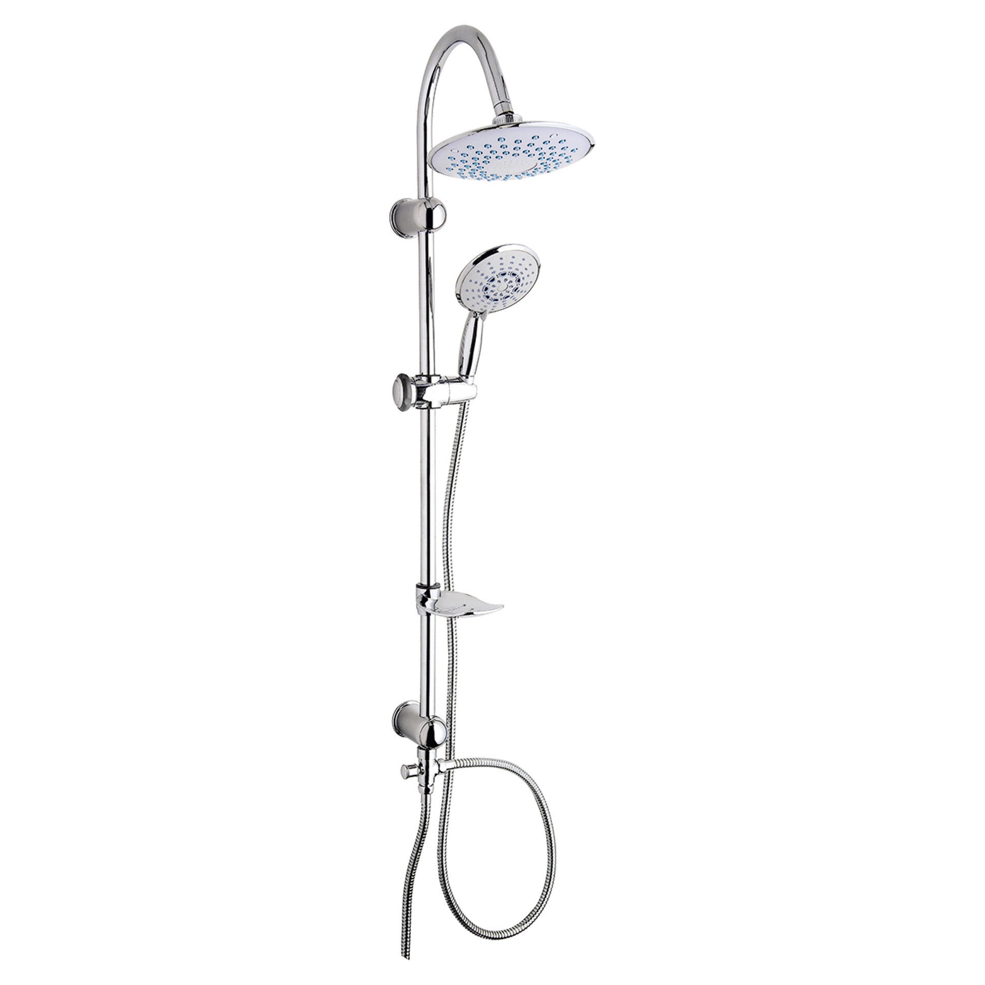 Differnz Trendline doucheset met grote stortdouche en losse handdouche chroom Ø 20 cm - 105 cm