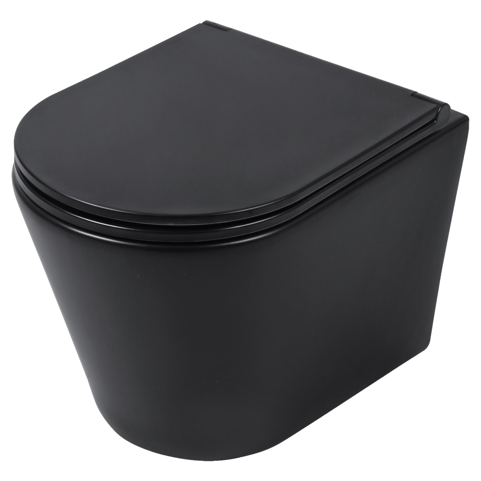Differnz wand toilet rimless - met zitting mat zwart 51.5 x 35.5 x 36.5 cm