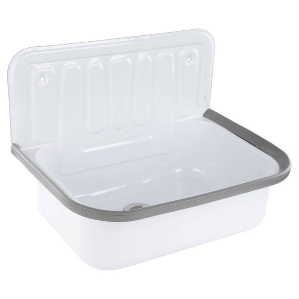 uitstortgootsteen met afvoerstop wit 33 x 38 x 50 cm