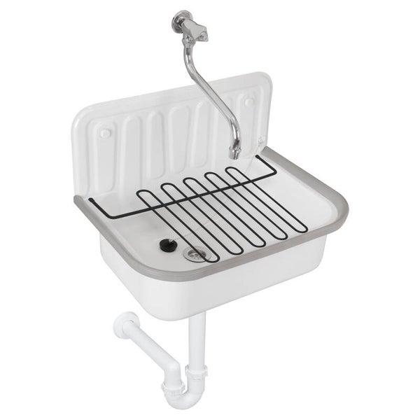 uitstortgootsteenset met kraan wit