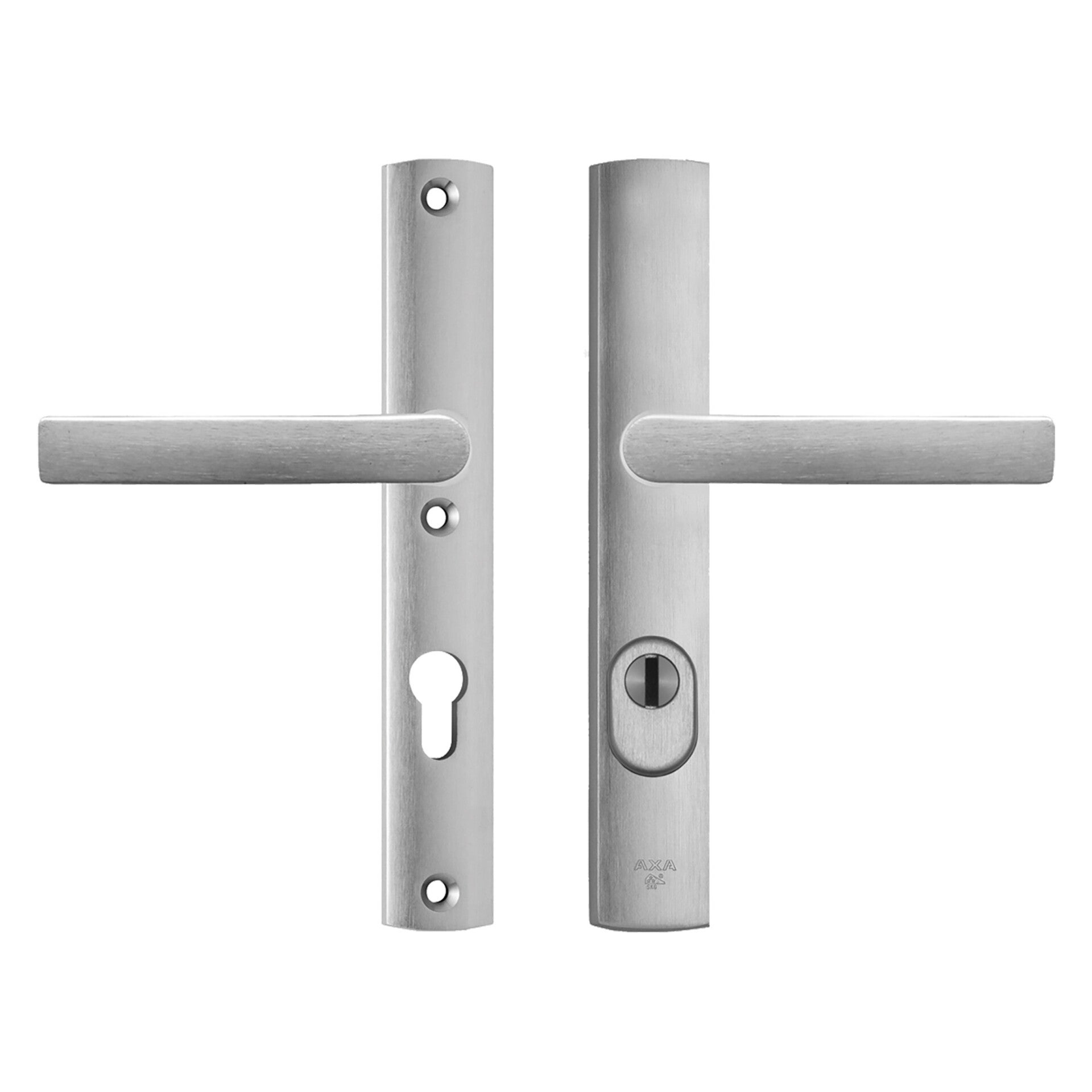 Axa veiligheidsbeslag kruk-kruk - langschild - PC72 - type 6765 - met zelfstellende kerntrekbeveiliging - SKG*** aluminium F1