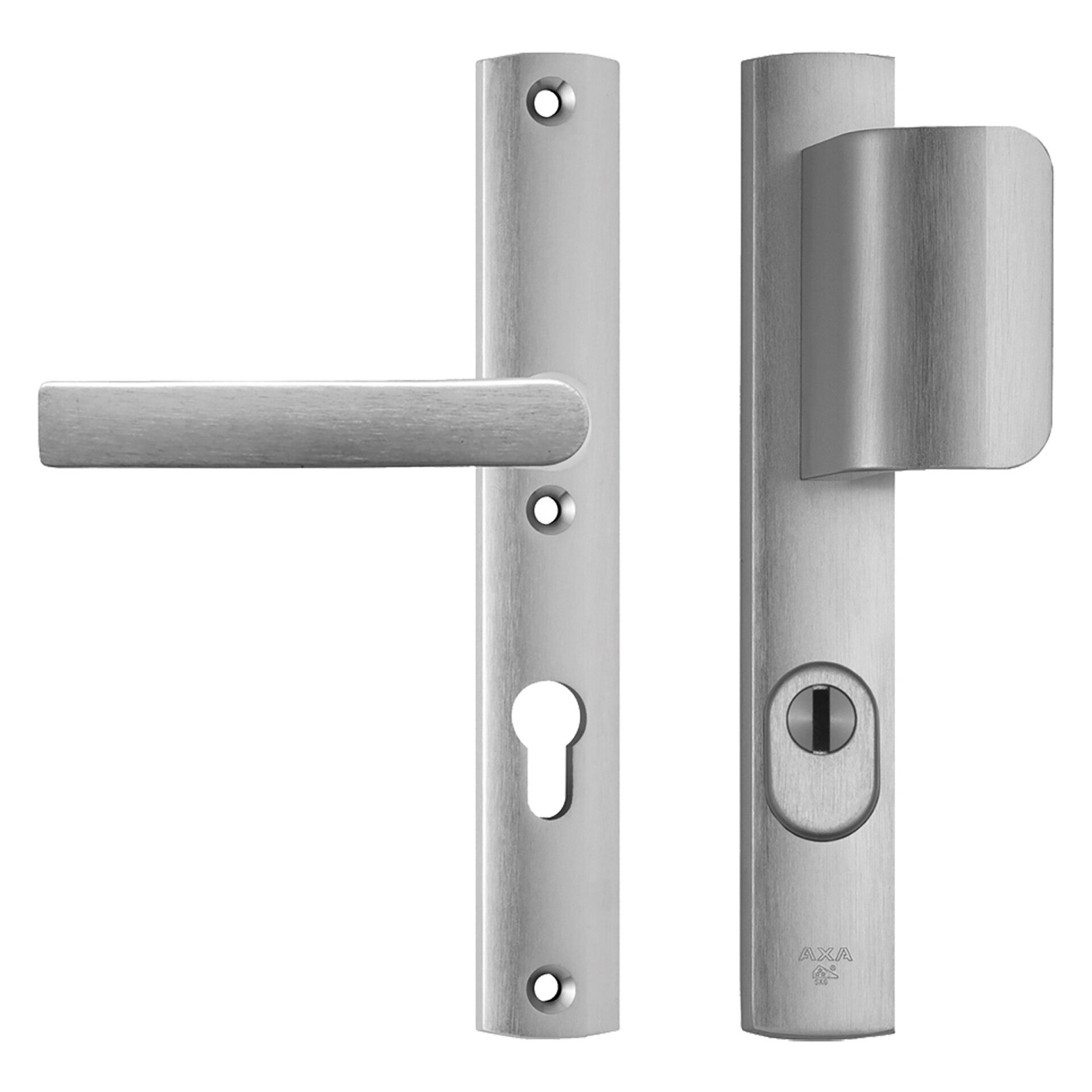 Axa veiligheidsbeslag duwer-kruk - langschild - PC72 - type 6765 - met kerntrekbeveiliging - SKG*** aluminium F1