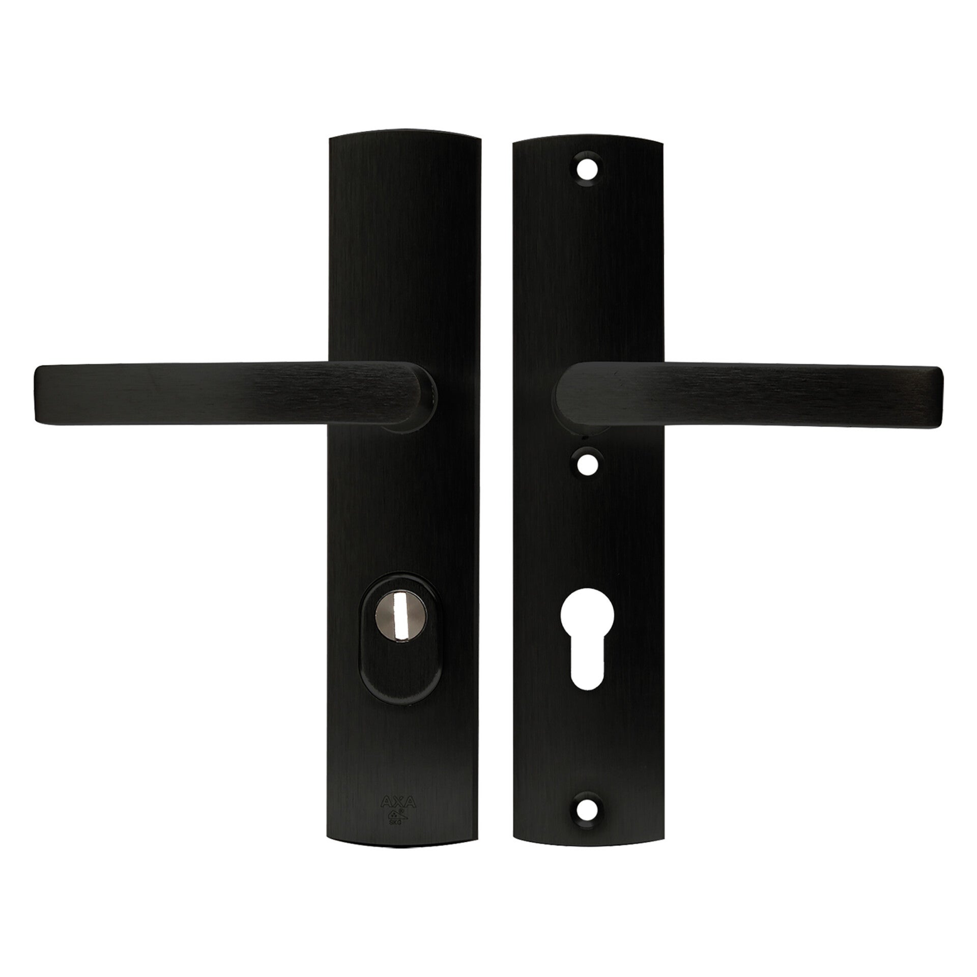 Axa veiligheidsbeslag kruk-kruk - langschild - PC72 - type 6665-10 - met kerntrekbeveiliging - SKG*** aluminium f8