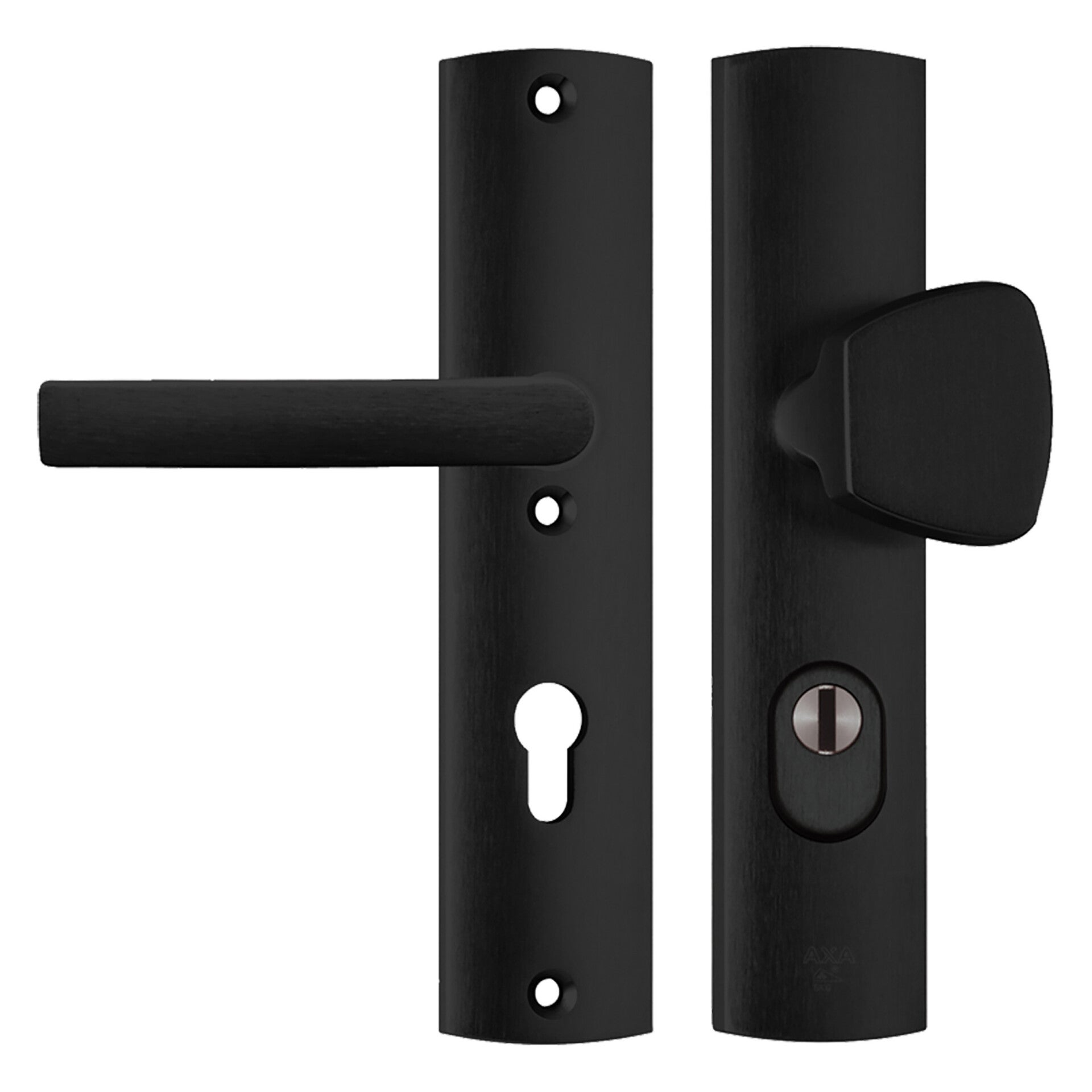 Axa veiligheidsbeslag duwer-kruk - langschild - PC72 - type 6665-11 - met kerntrekbeveiliging - SKG*** aluminium f8