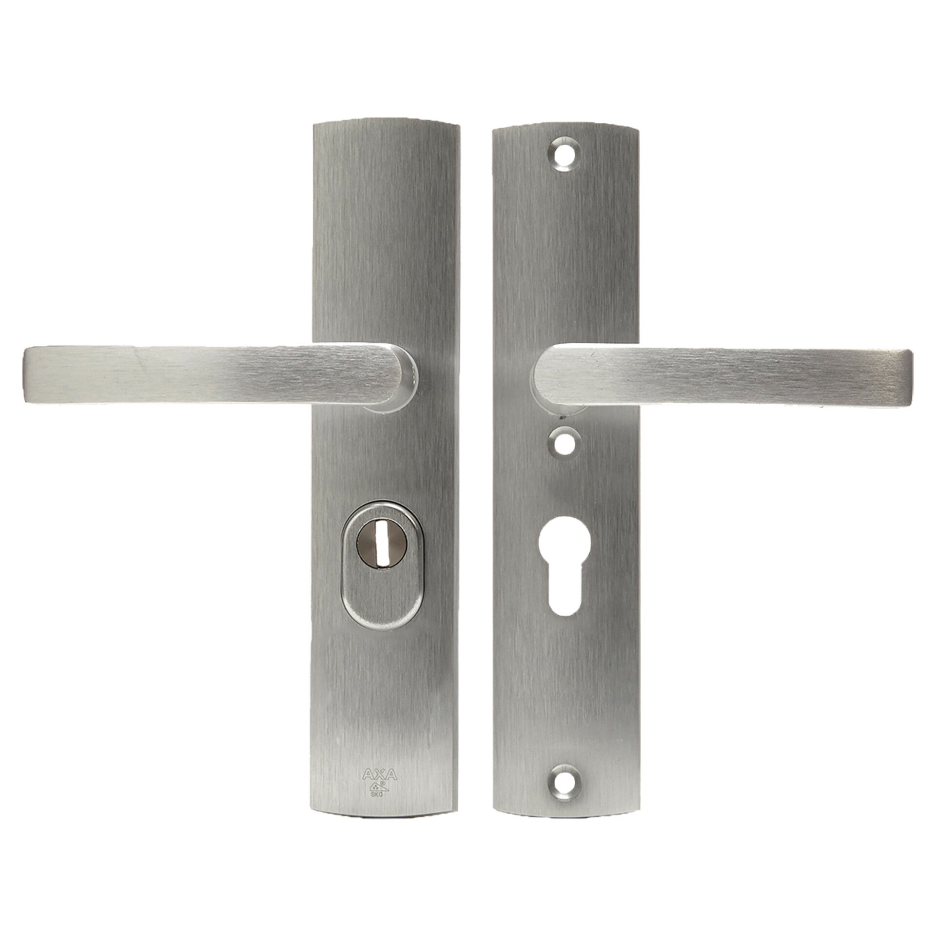 Axa veiligheidsbeslag kruk-kruk - langschild - PC55 - type 6665-10 - met kerntrekbeveiliging - SKG*** aluminium F1 242 x 52 mm