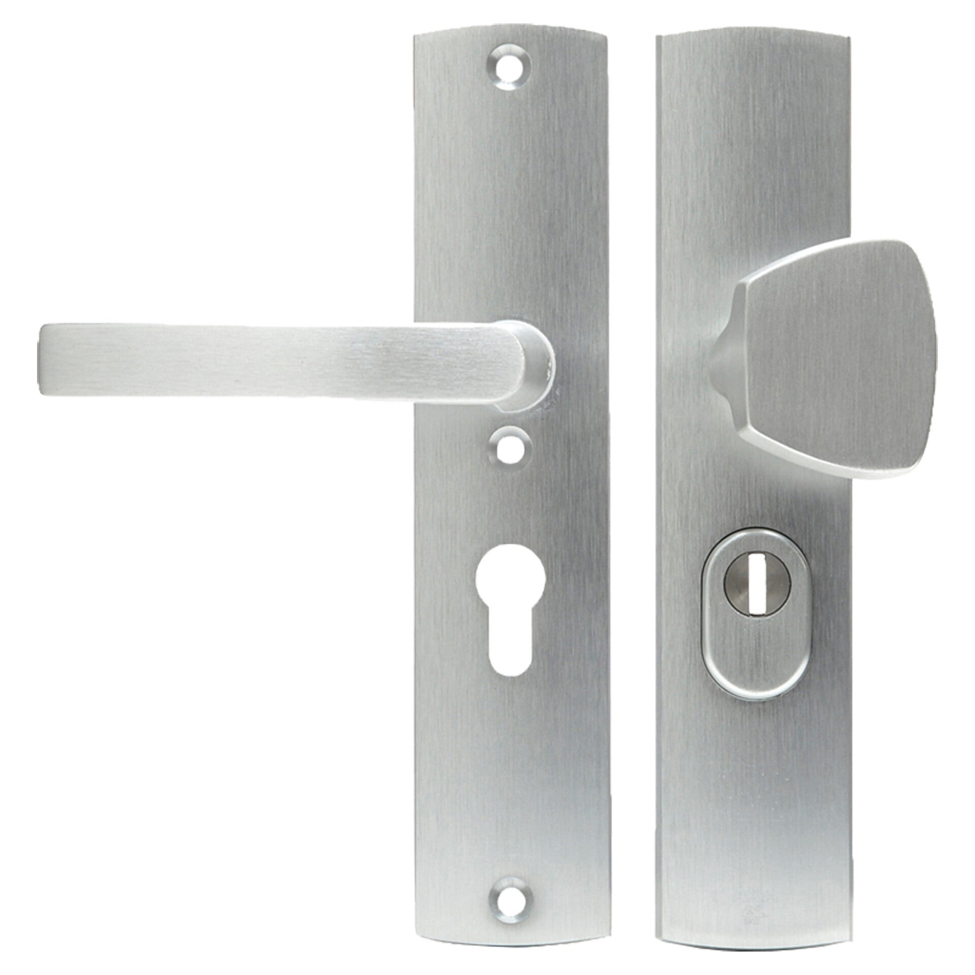 Axa veiligheidsbeslag duwer-kruk - langschild - PC55 - type 6665-11 - met kerntrekbeveiliging - SKG*** aluminium F1