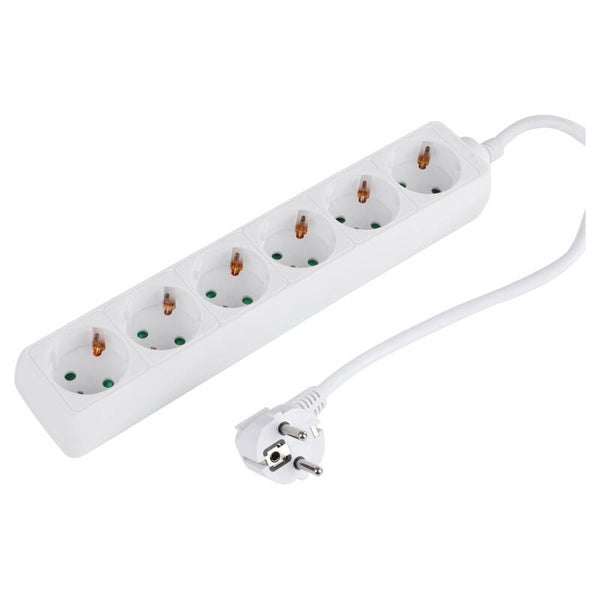 Q-Link stekkerdoos 6-voudig - randaarde wit 3 x 1.5 mm², 1.5 m