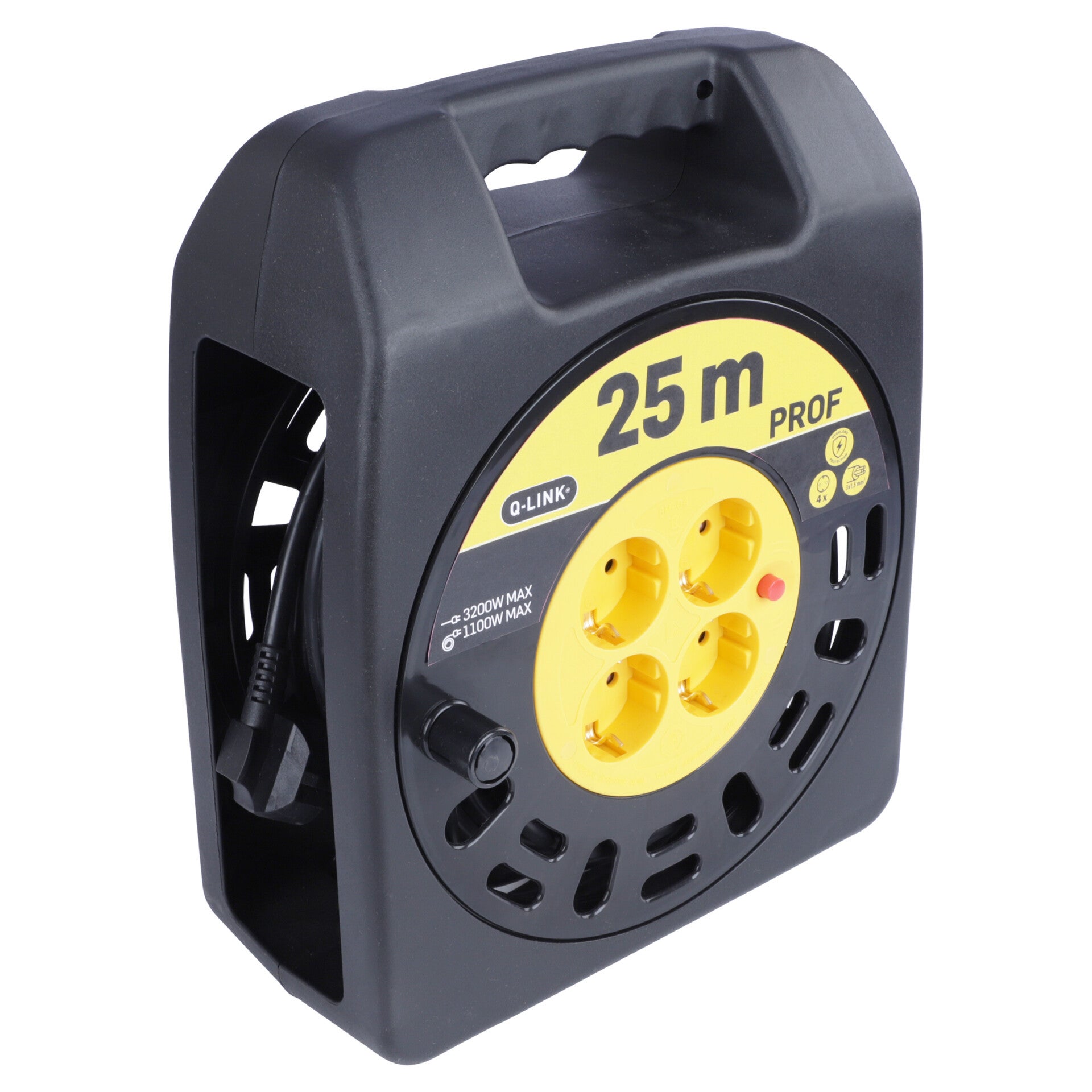 Q-Link kabelbox prof - randaarde zwart/geel 3 x 1.5 mm², 25 m