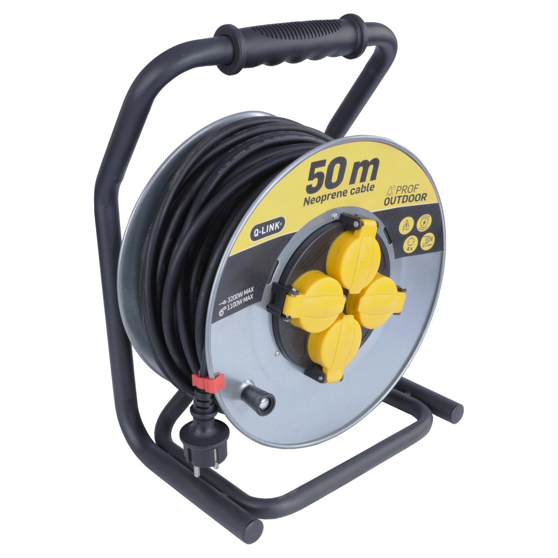 Q-Link kabelhaspel prof - randaarde alu-look, zwart 3 x 1.5 mm², 50 m