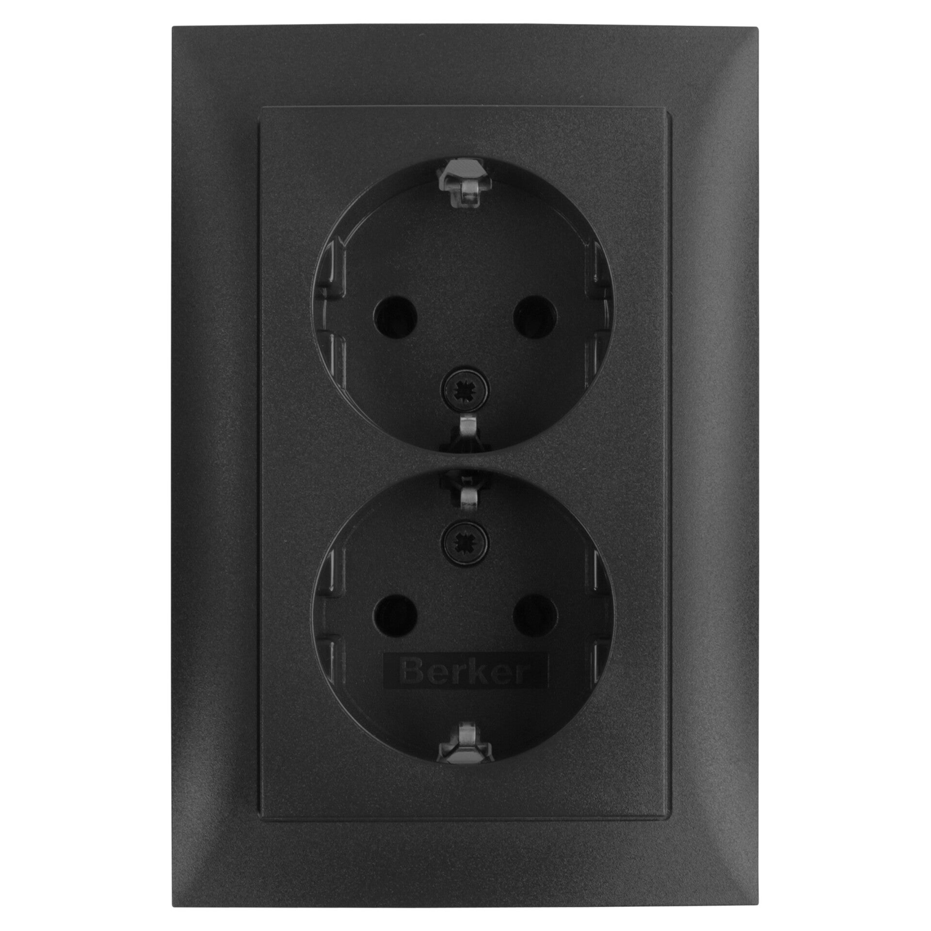 Berker S1 contactdoos inbouw - 2-voudig - randaarde antraciet