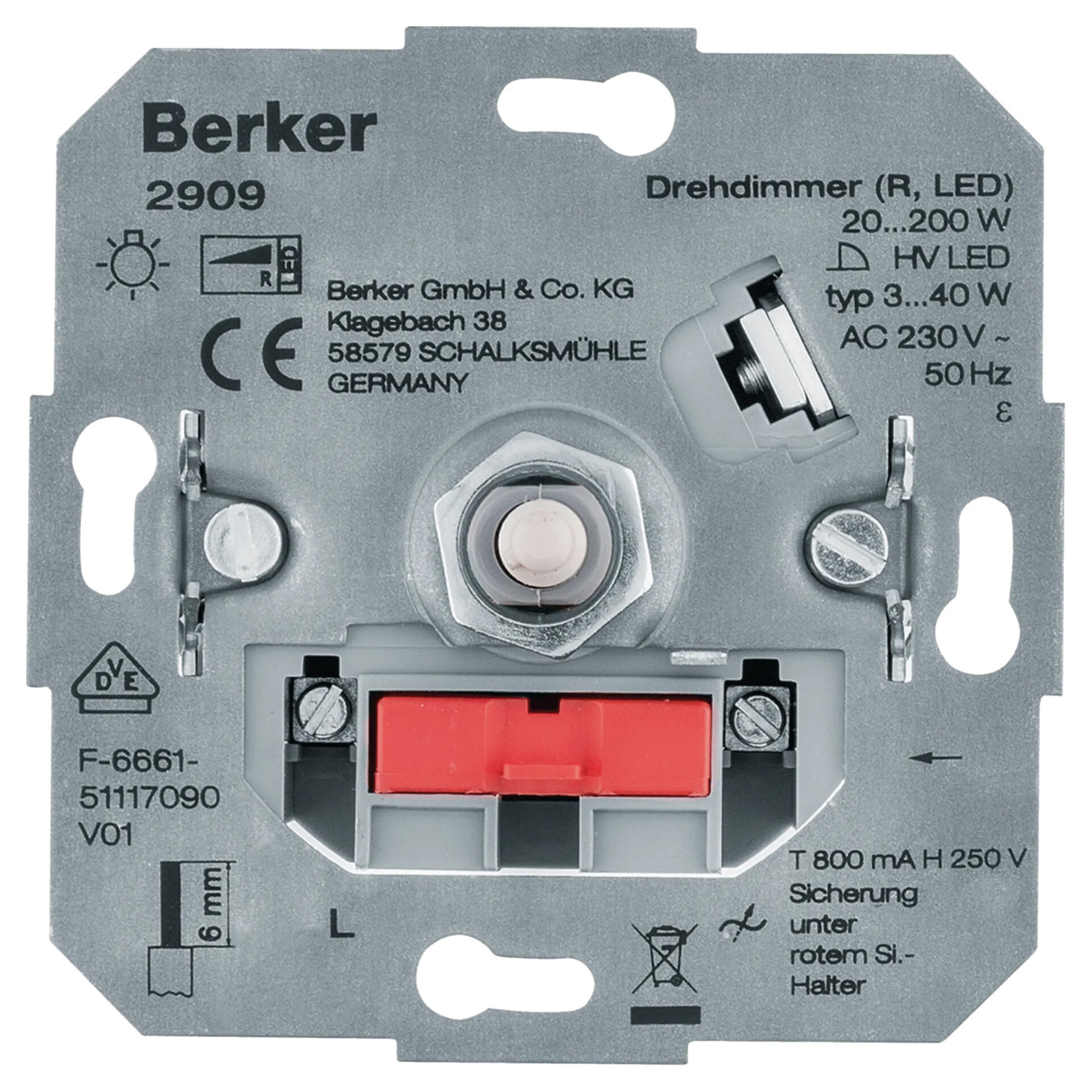 Berker dimmer inbouw - LED 3-40W/200W - universeel - element