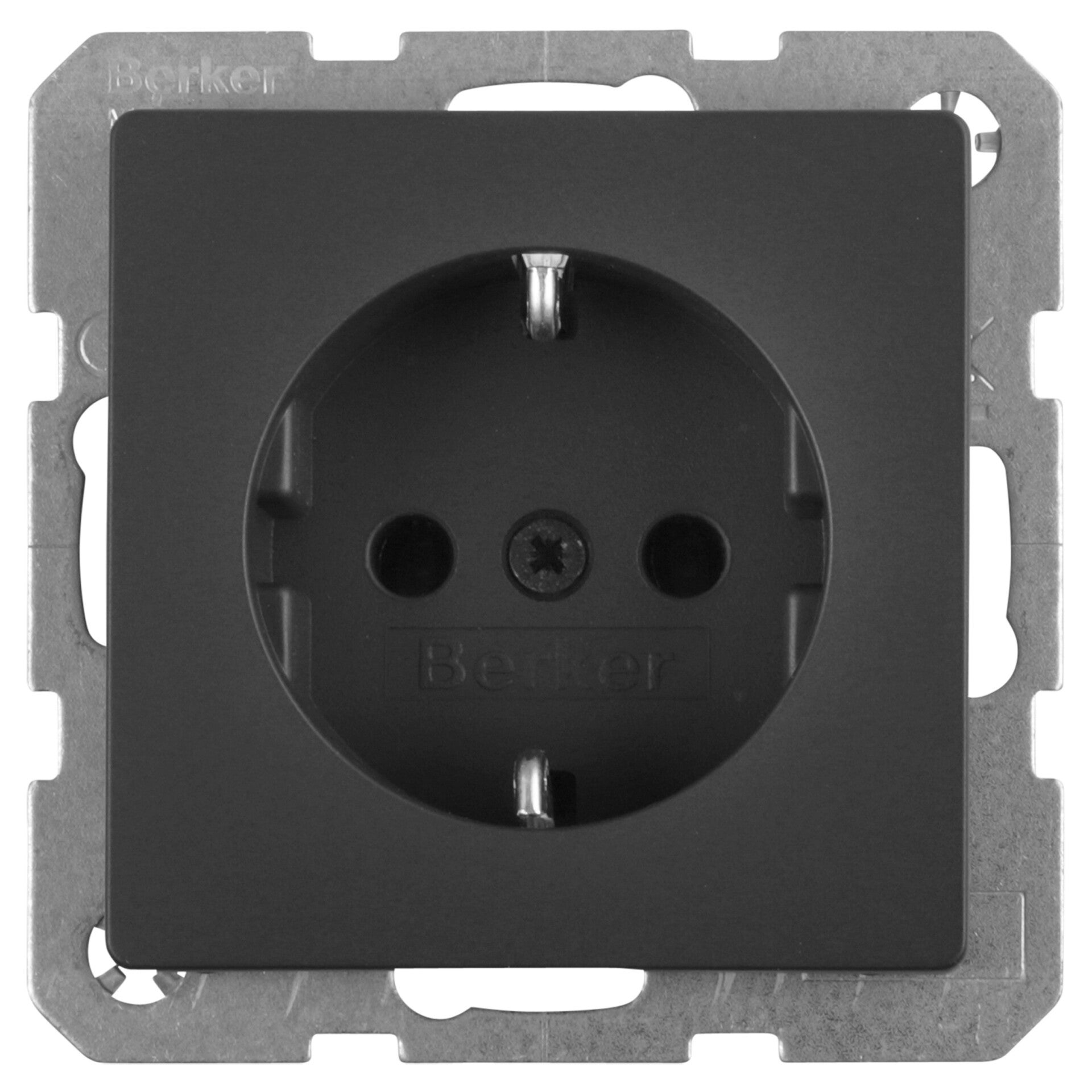 Berker Q1 contactdoos inbouw - 1-voudig - randaarde antraciet