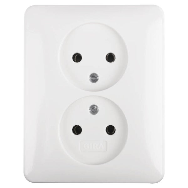 Gira System 55 contactdoos inbouw - 2-voudig polarwit