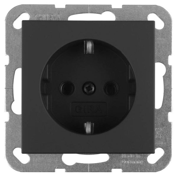 Gira E2 contactdoos inbouw - 1-voudig - randaarde zwart