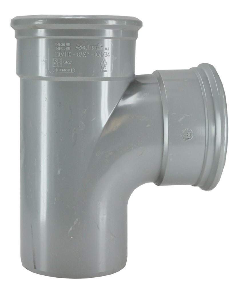 T-stuk 2 x manchet 1 x spie 110 mm 90 graden PVC